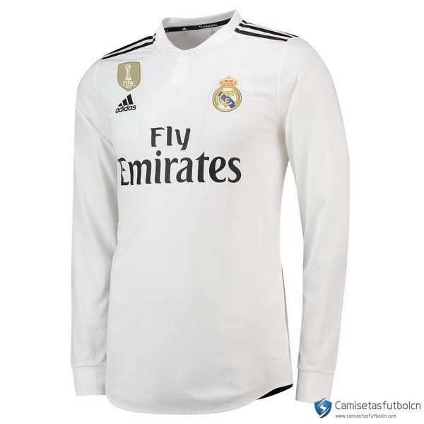 Camiseta Real Madrid Primera equipo ML 2018-19 Blanco
